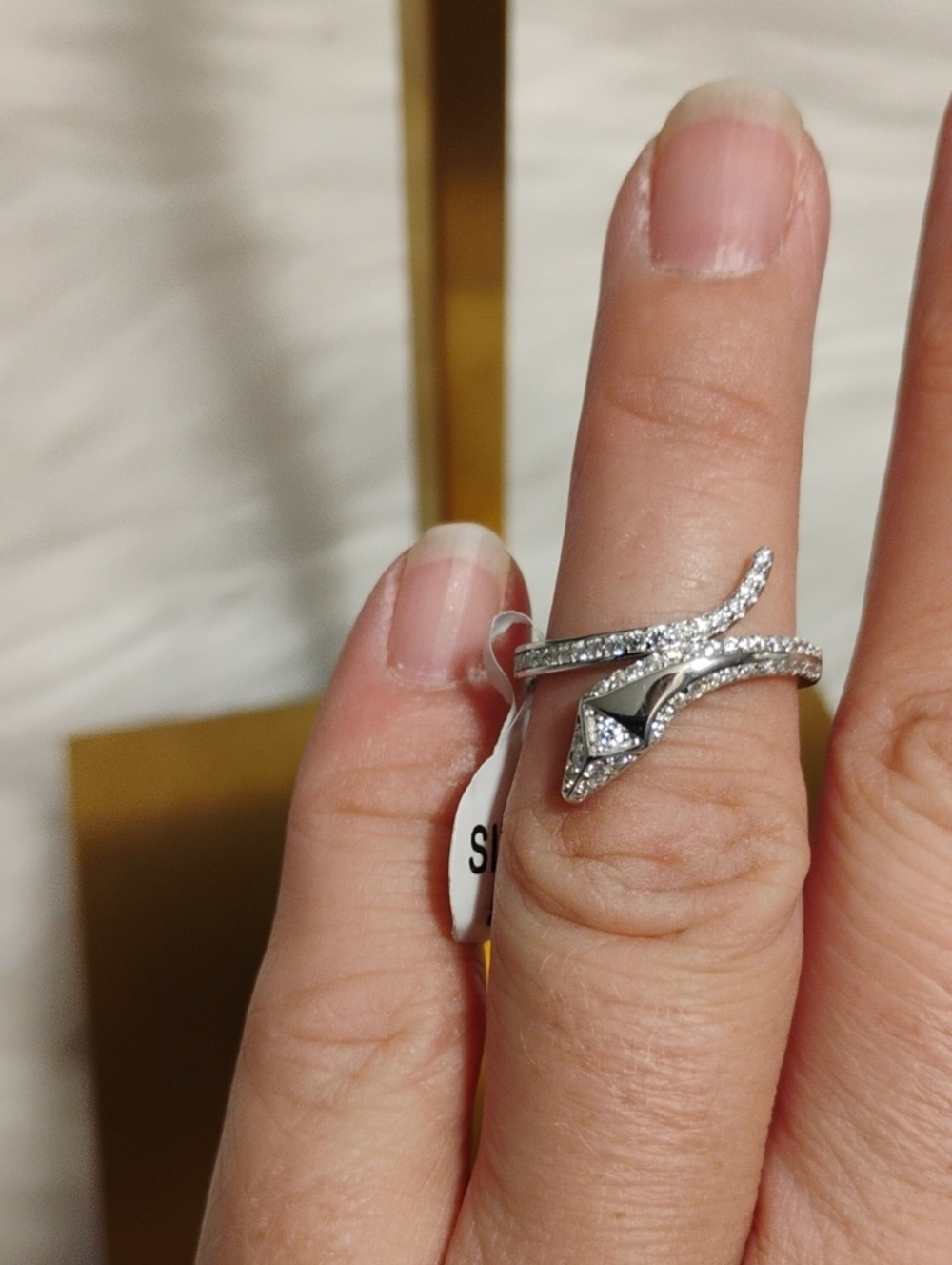 New Pave Wrap Statement Snake Ring 925 Silver Moissanite Stones Sz.5 & 6